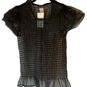 NEW Top Chic Sheer Mesh Quilted Look Puff Short Sleeve